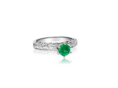 1.00 Carat Colombian Emerald Diamond Engagement Ring