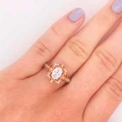 1.00 Carat D VS2 Oval Diamond Antique Vintage Engagement Ring, 1.30 Cttw