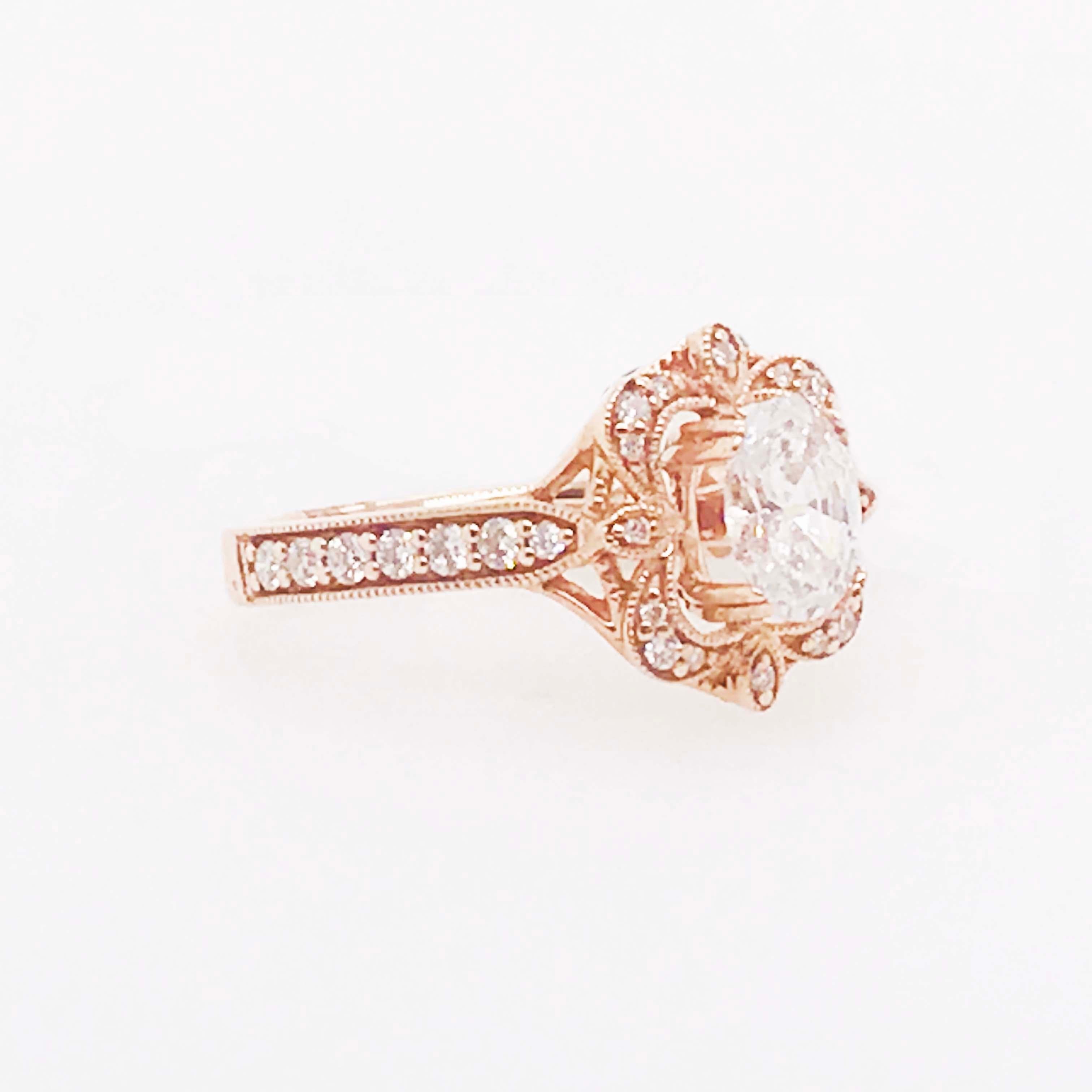 For Sale:  1.00 Carat D VS2 Oval Diamond Antique Vintage Engagement Ring, 1.30 Cttw 6