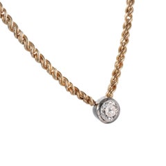 1.00 Carat Diamond 14 Karat Yellow Gold Platinum EGL Certified Pendant Necklace