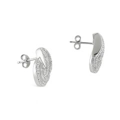 1.00 Carat Diamond 14K White Gold Knot Earrings