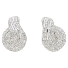 Orecchini a nodo con diamante da 1,00 carati in oro bianco 14K