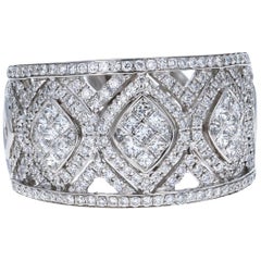 1.00 Carat Diamond 18 Karat White Gold Vintage Cocktail Band