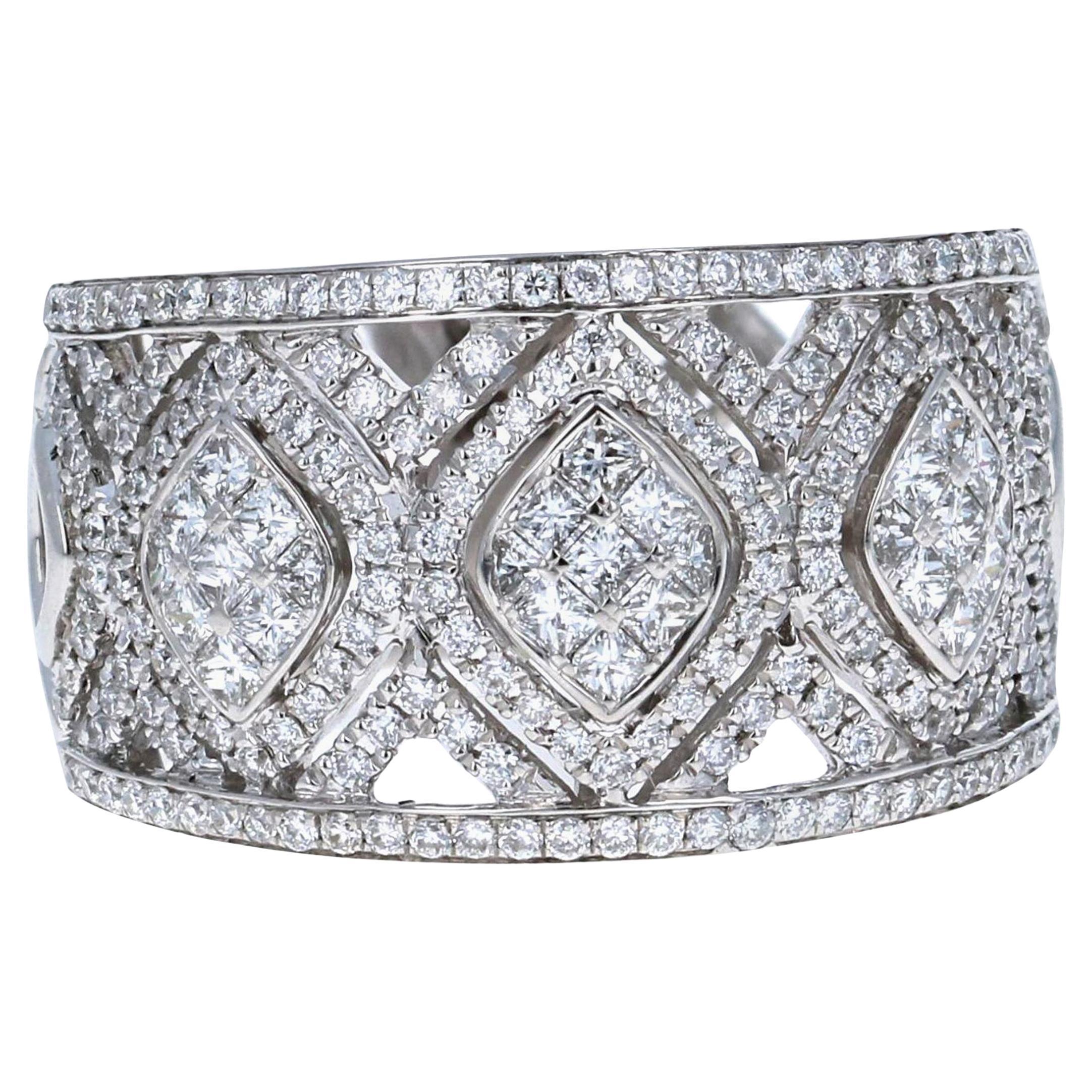 1.00 Quilate Diamante 18 Kilates Oro Blanco Anillo Cocktail Vintage
