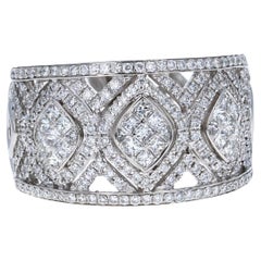 Fascia da cocktail vintage in oro bianco 18 carati con diamante da 1,00 carati