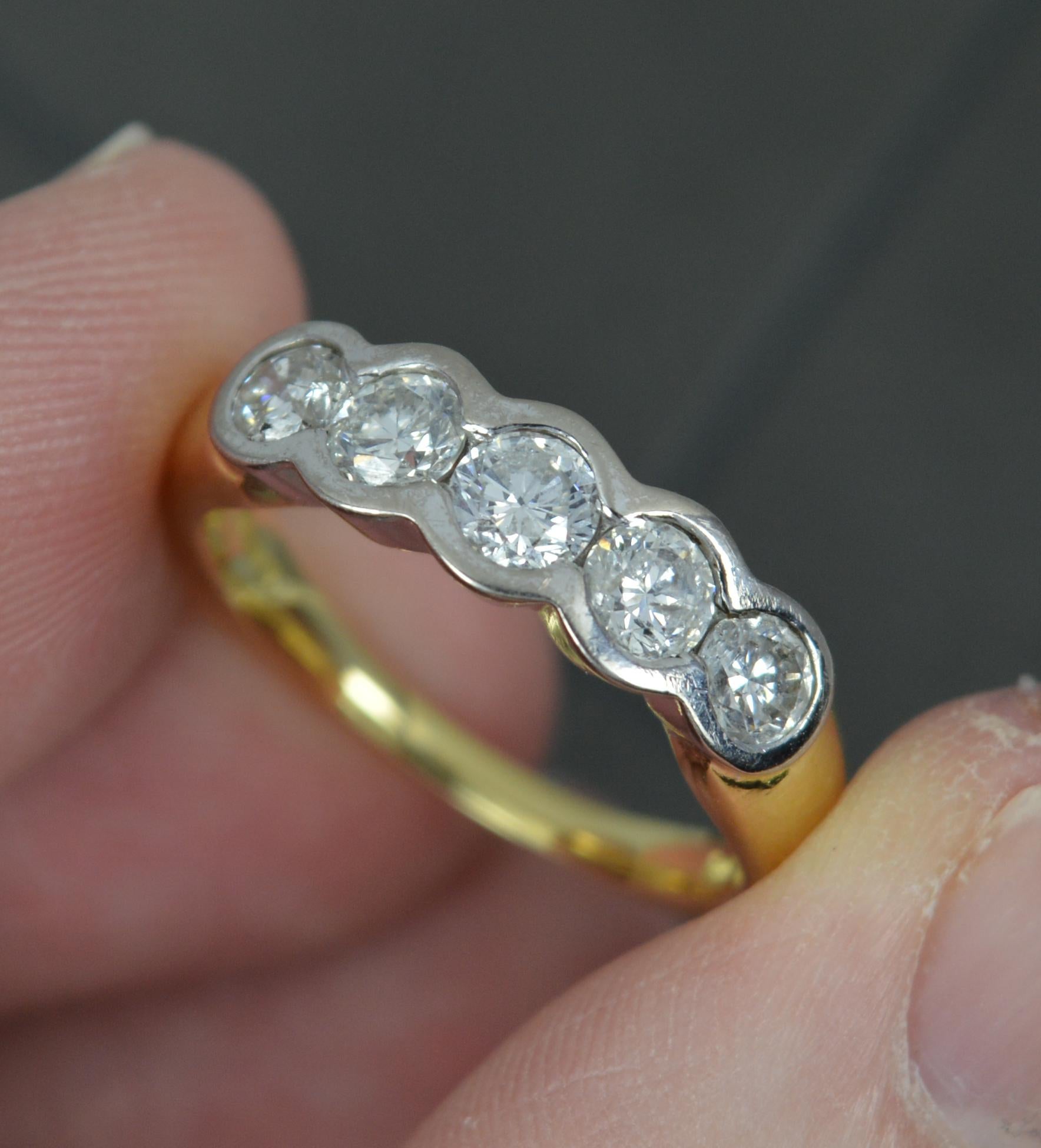 Women's 1.00 Carat Diamond and 18 Carat Gold Five Stone Stack Ring For Sale