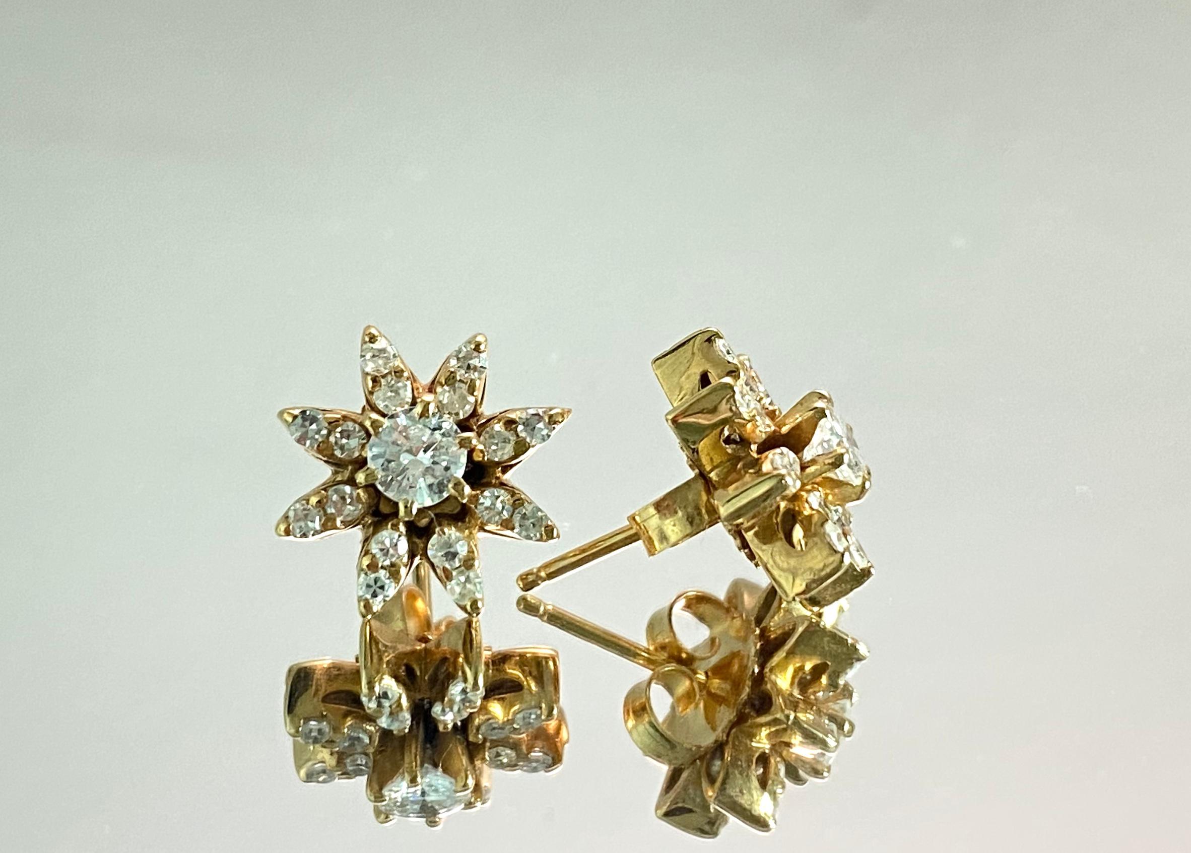 Metal: 14K yellow gold. 

1.00 carat diamonds total. VS clarity and G color diamond earrings. 100% natural earth mined diamonds. Round brilliant cut diamonds. 
All diamonds set in prong setting.

Butterfly push back 

