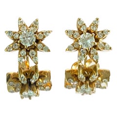 1.00 Carat Diamond and Gold Star Motif Studs