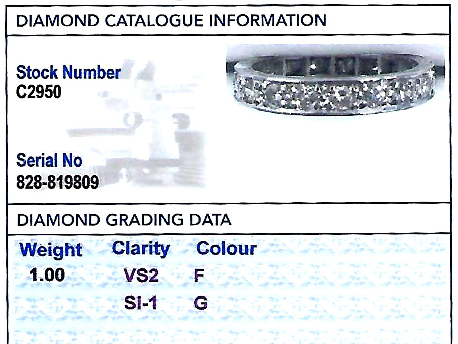 1.00 Carat Diamond and White Gold Full Eternity Ring In Good Condition For Sale In Jesmond, Newcastle Upon Tyne