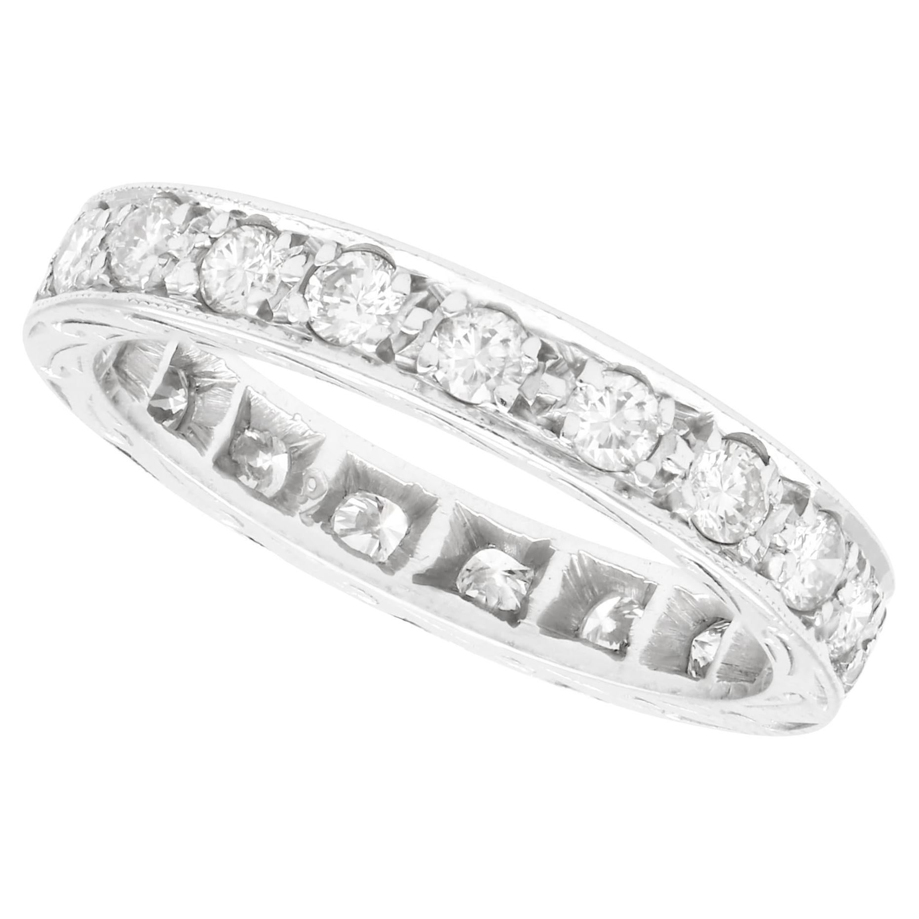 1.00 Carat Diamond and White Gold Full Eternity Ring For Sale