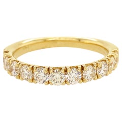 1.00 Carat Diamond Band in 14K Yellow Gold Half Diamond Anniversary Ring