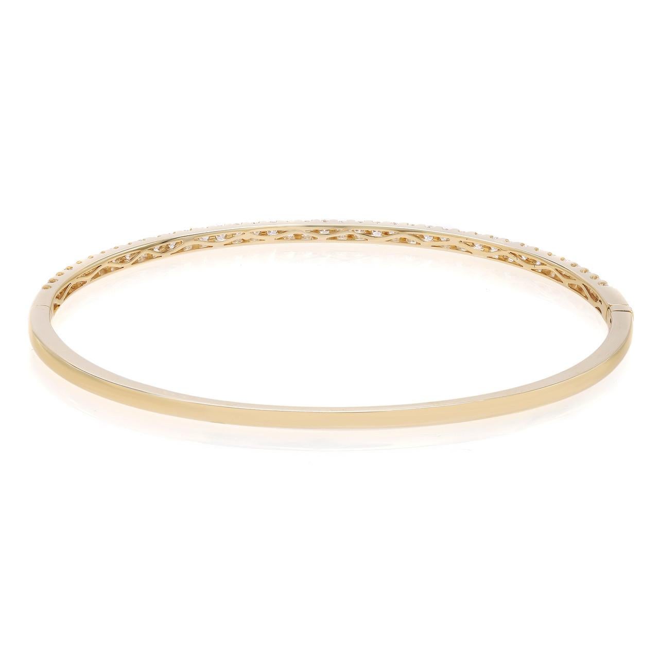 Moderne Bracelet jonc en or jaune 18 carats avec diamants de 1,00 carat en vente