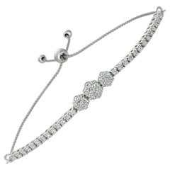 1.00 Carat Diamond Bolo 3 Flower Bracelet G SI 14 Karat White Gold Adjustable