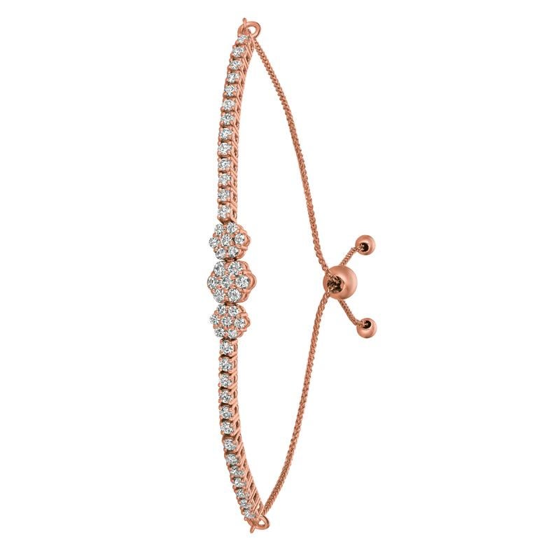1.00 Carat Natural Diamond Bolo 3 Flower Bracelet G SI 14K Rose Gold 7''

100% Natural Diamonds, Not Enhanced in any way Round Cut Diamond Bracelet
1.00CT
G-H
SI
14K Rose Gold, Pave Style 4.3 gram
7-8 inches adjustable length, 1/4 inch in width
47