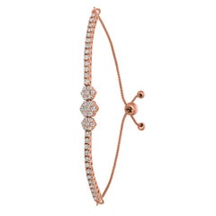 1,00 Carat Diamond Bolo 3 Flower Bracelet G SI 14 Karat Rose Gold Regolabile
