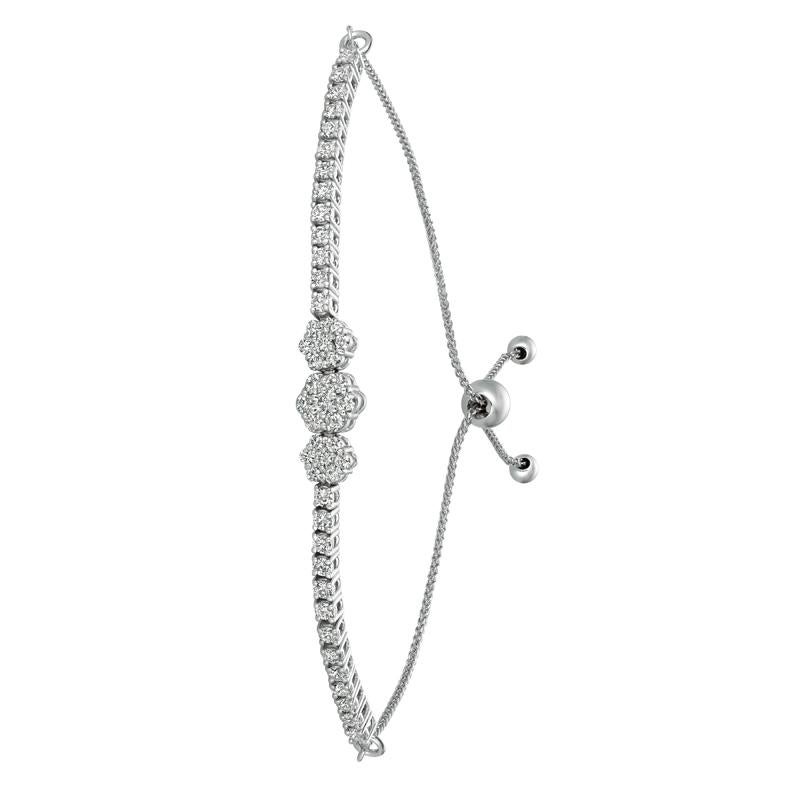1.00 Carat Natural Diamond Bolo 3 Flower Bracelet G SI 14K White Gold 7''

100% Natural Diamonds, Not Enhanced in any way Round Cut Diamond Bracelet
1.00CT
G-H
SI
14K White Gold, Pave Style 4.3 gram
7-8 inches adjustable length, 1/4 inch in width
47