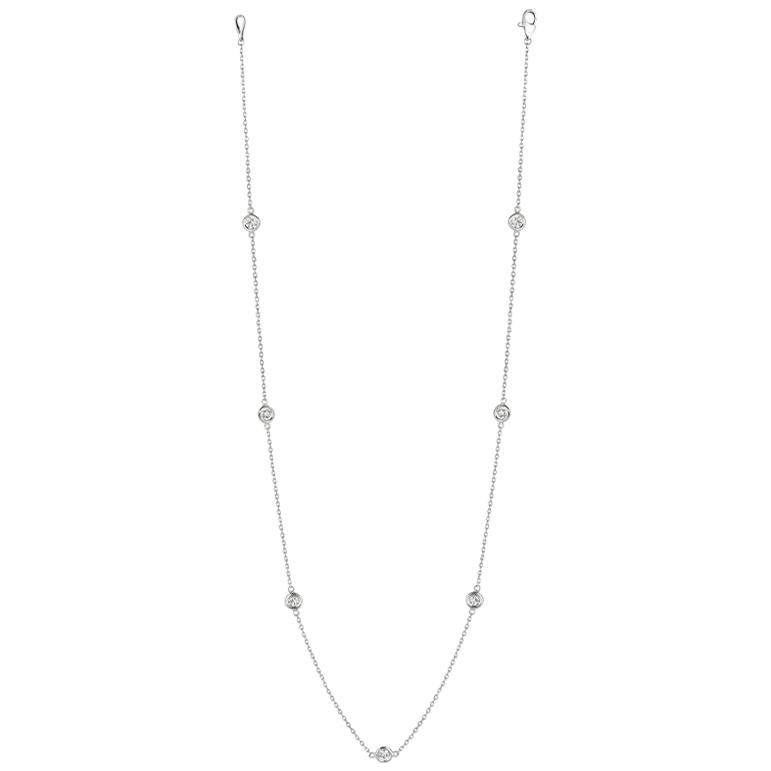 1.00 Carat Diamond by the Yard Necklace G SI 14 Karat White Gold 15 Pointers For Sale