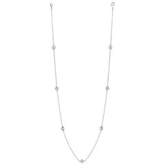 1.00 Carat Diamond by the Yard Necklace G SI 14 Karat White Gold 15 Pointers