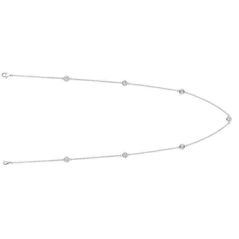 1.00 Carat Diamond by the Yard Necklace G SI 14K White Gold 15 pointers 18 inch

100% Natural Diamonds, Not Enhanced in any way Round Cut Diamond by the Yard Necklace  
1.00CT
G-H 
SI  
14K White Gold, Bezel style   3.01 gram
18 inches in length,