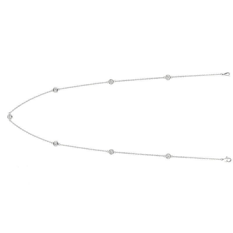 Contemporary 1.00 Carat Diamond by the Yard Necklace G SI 14 Karat White Gold 15 Pointers For Sale