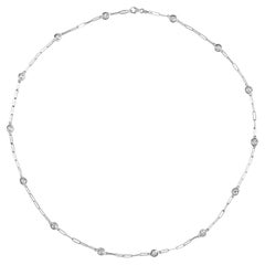 1.00 Carat Diamond by the Yard Paperclip Necklace NEW STYLE 14K White Gold 18''