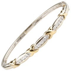 1.00 Carat Diamond Crossover Bangle Bracelet in Two-Tone Gold