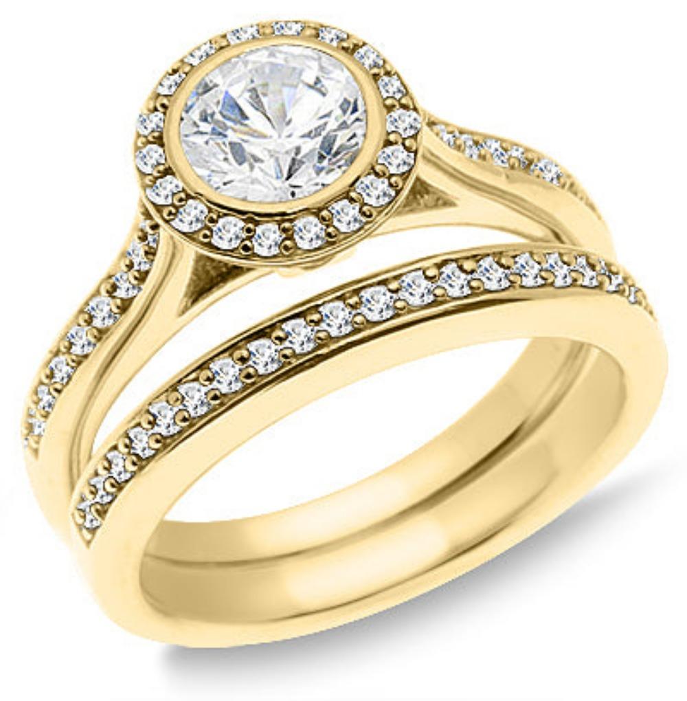 Im Angebot: 1,00 Karat Diamant-Verlobungsring-Set () 2