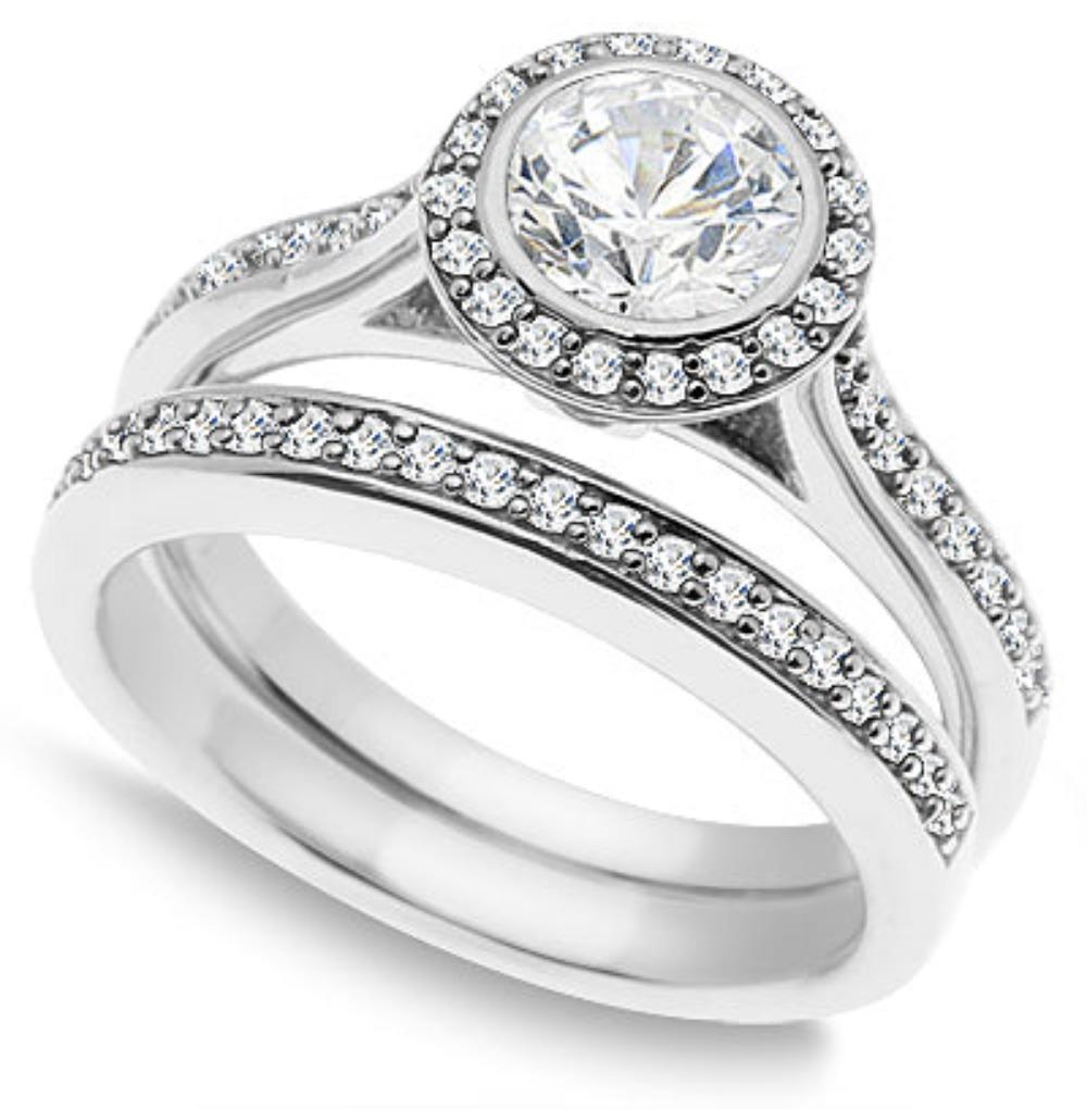 Im Angebot: 1,00 Karat Diamant-Verlobungsring-Set () 3