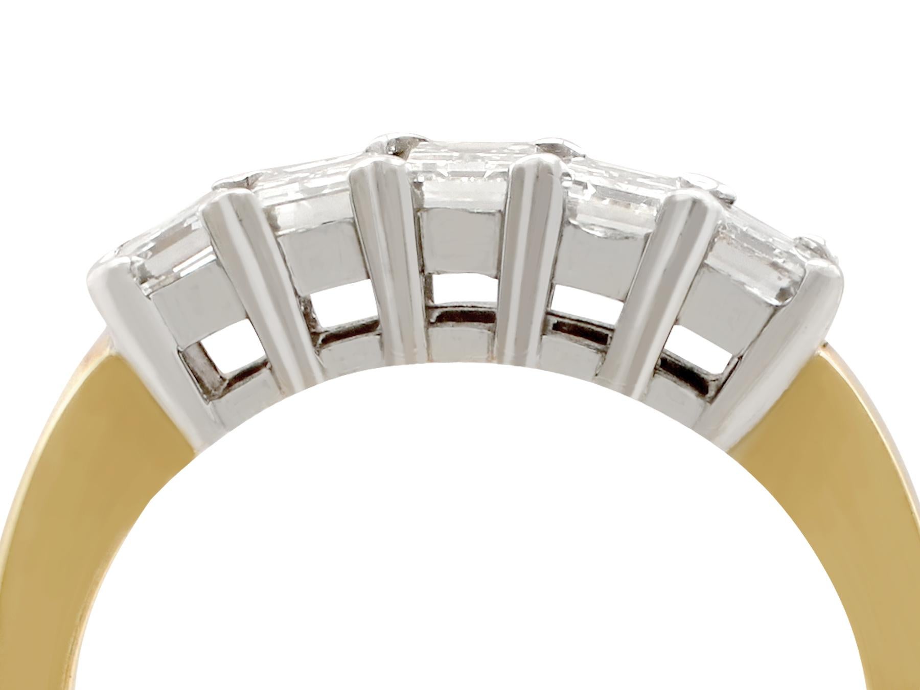 A contemporary 1.00 carat diamond, 18k yellow gold, 18k white gold set, five stone ring; part of our diverse range of diamond jewelry/jewelry

This contemporary five stone diamond ring has been crafted in 18k yellow gold, with an 18k white gold