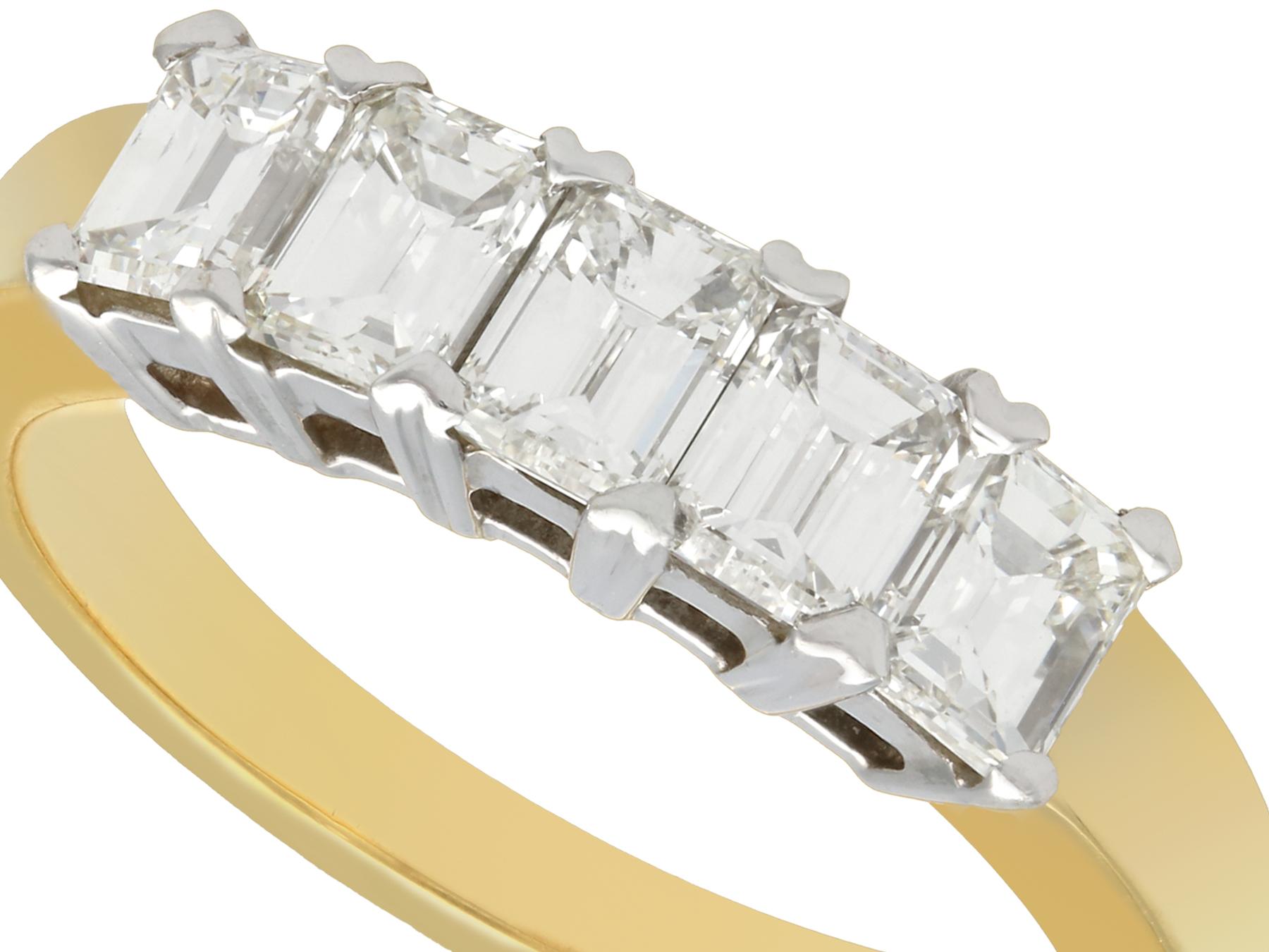 Contemporary 1.00 Carat Diamond Five-Stone Yellow Gold Half Eternity Ring