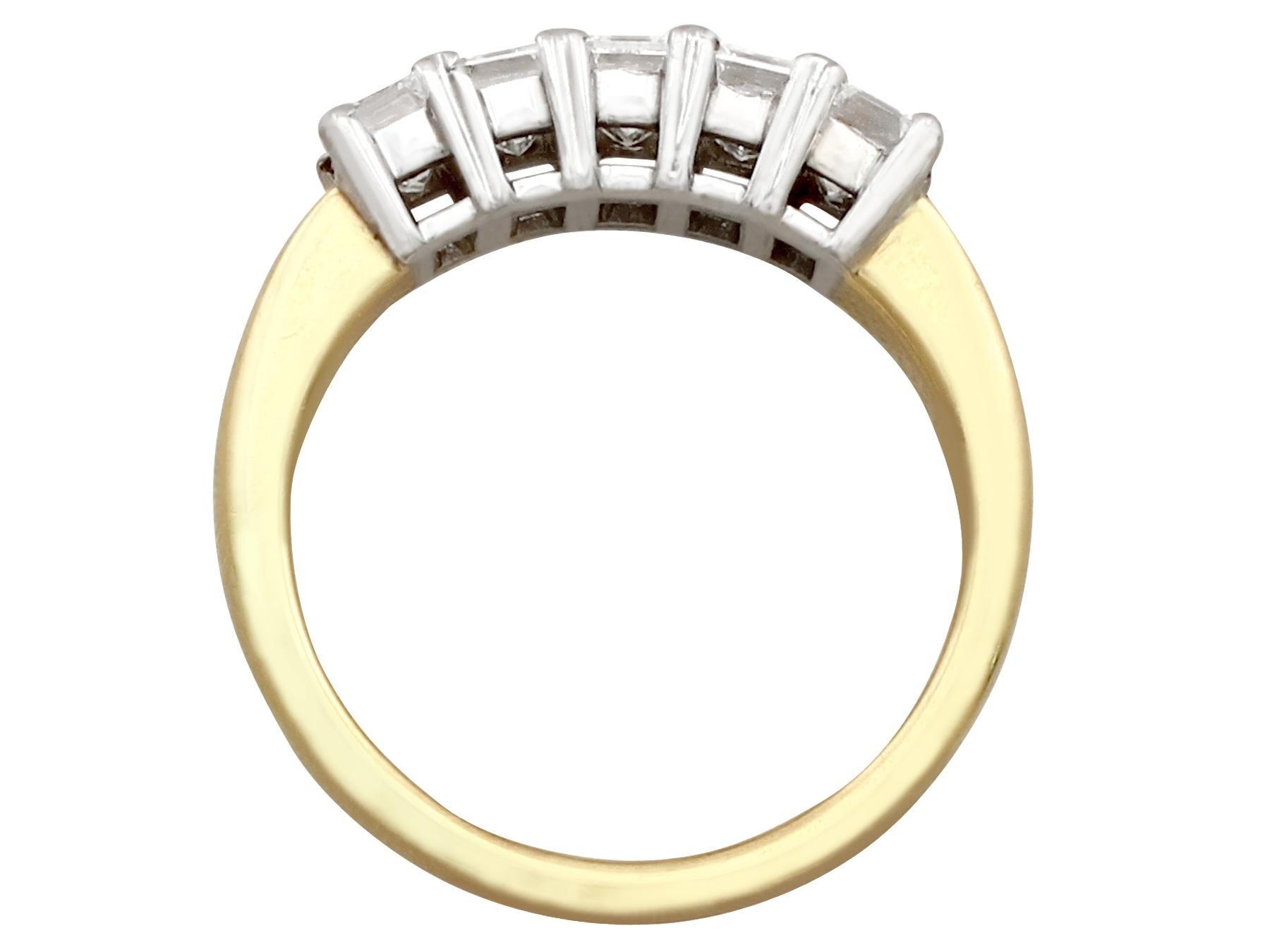 1.00 Carat Diamond Five-Stone Yellow Gold Half Eternity Ring In Excellent Condition In Jesmond, Newcastle Upon Tyne