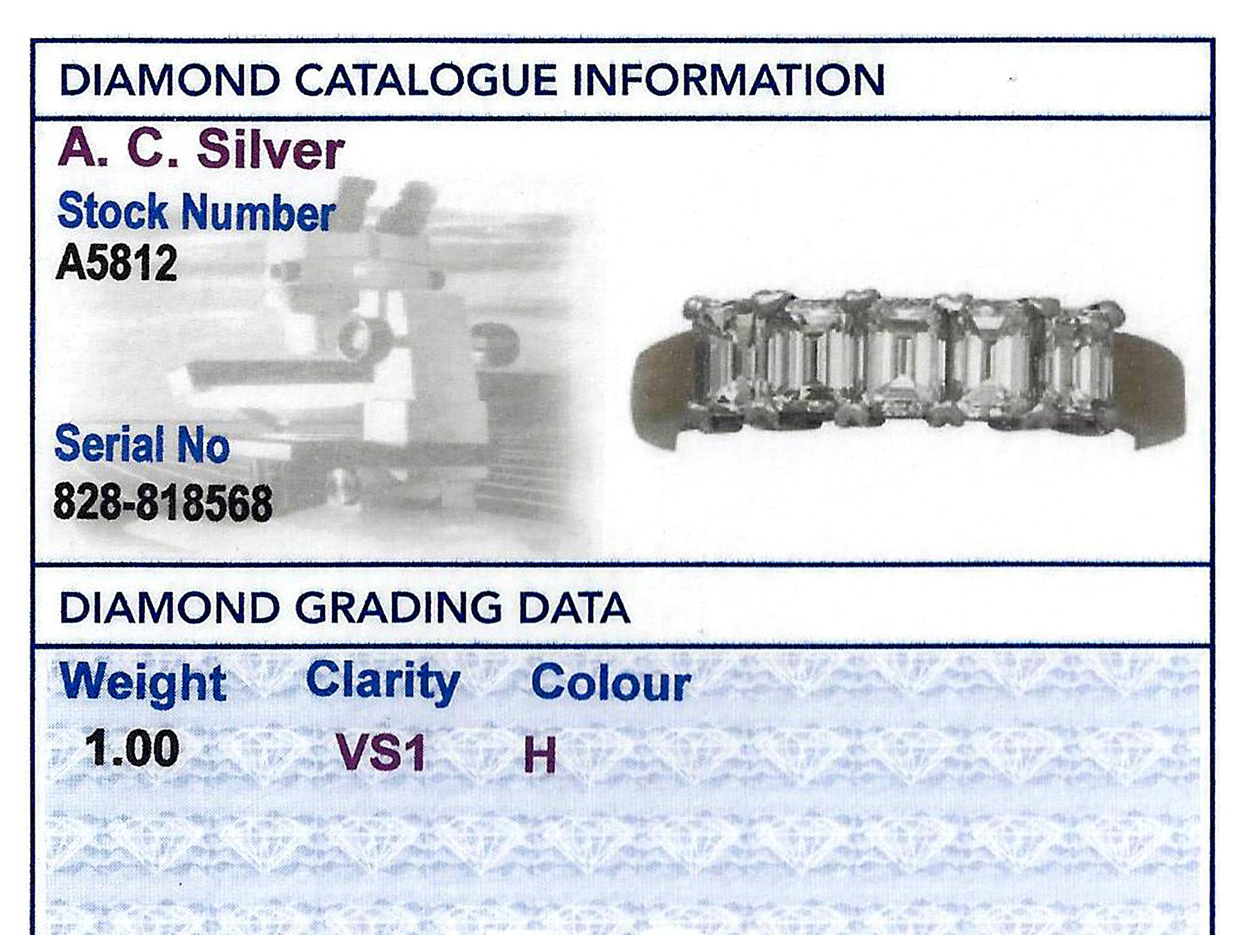 Women's or Men's 1.00 Carat Diamond Five-Stone Yellow Gold Half Eternity Ring