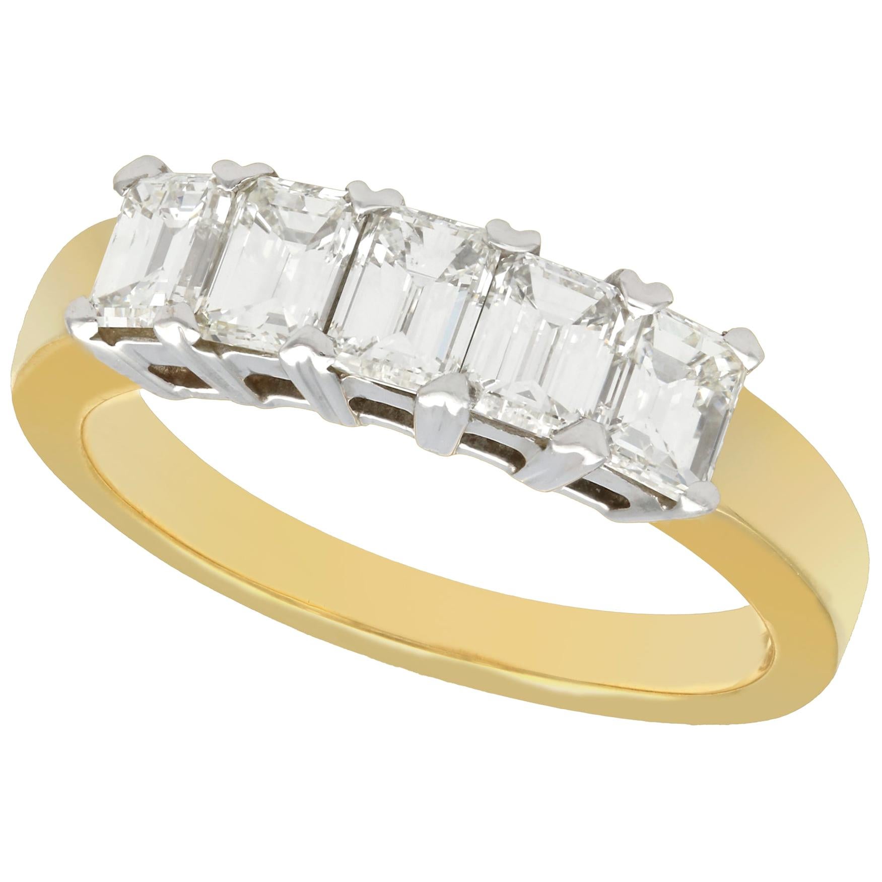 1.00 Carat Diamond Five-Stone Yellow Gold Half Eternity Ring