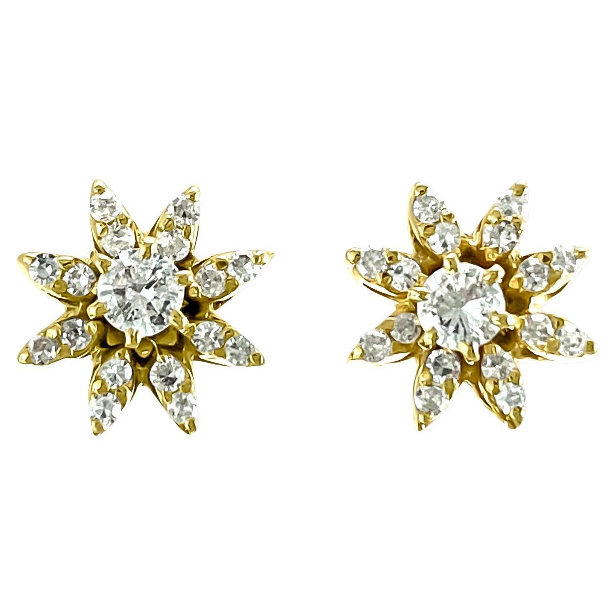 1.00 Carat Diamond Gold Art Deco Stud Earrings