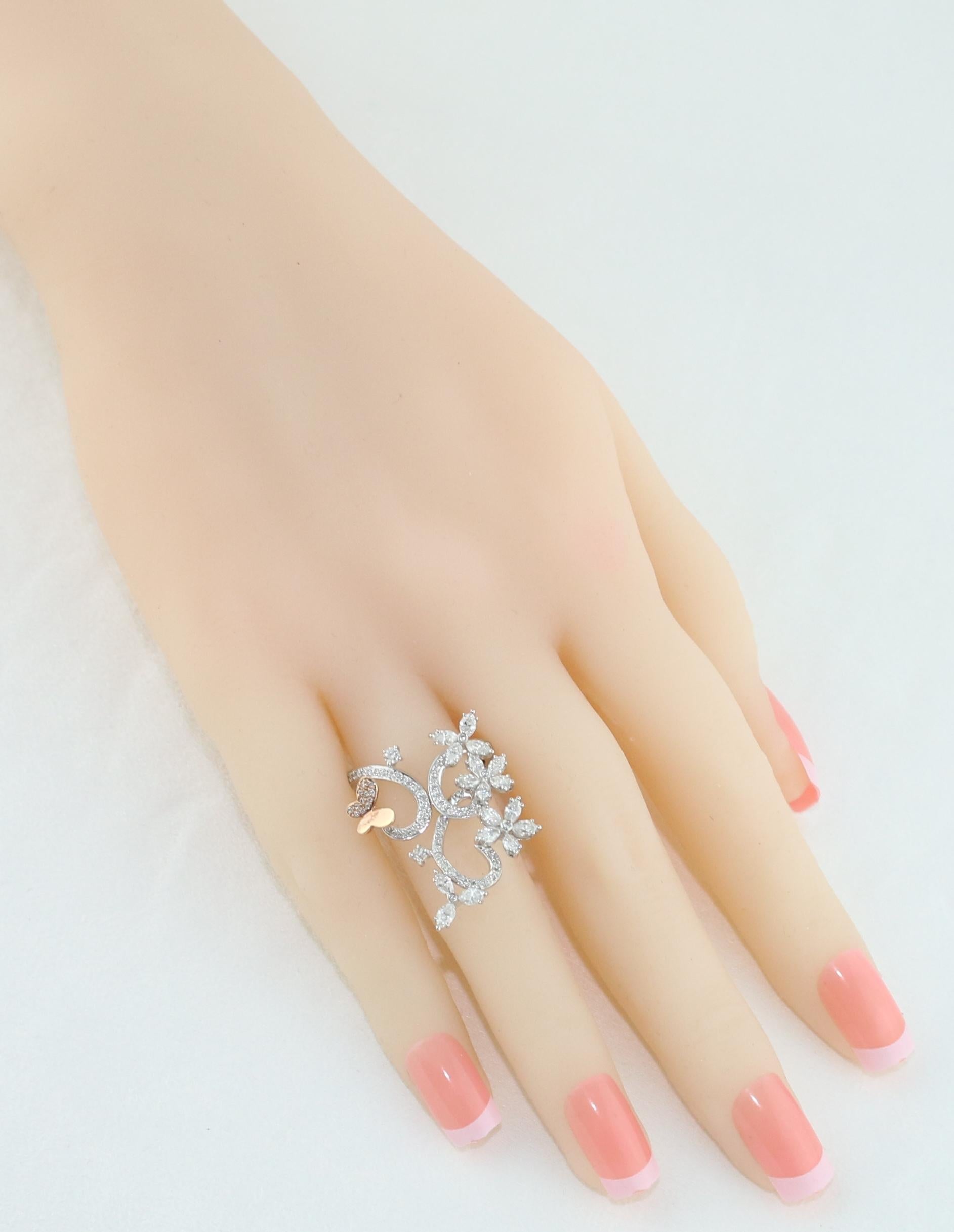 1.00 Carat Diamond Gold Flower Branch Ring In New Condition For Sale In New York, NY