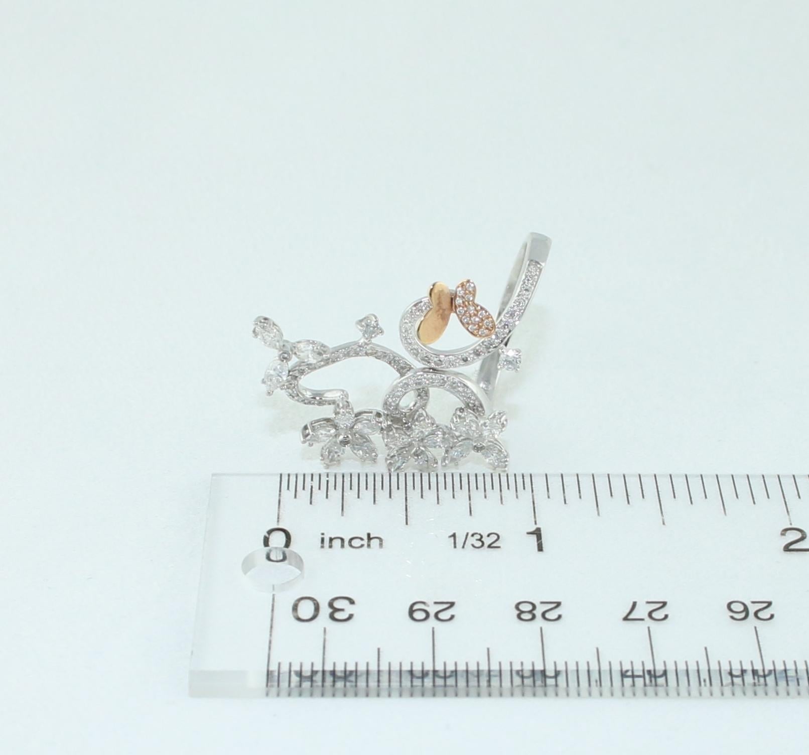 1.00 Carat Diamond Gold Flower Branch Ring For Sale 2