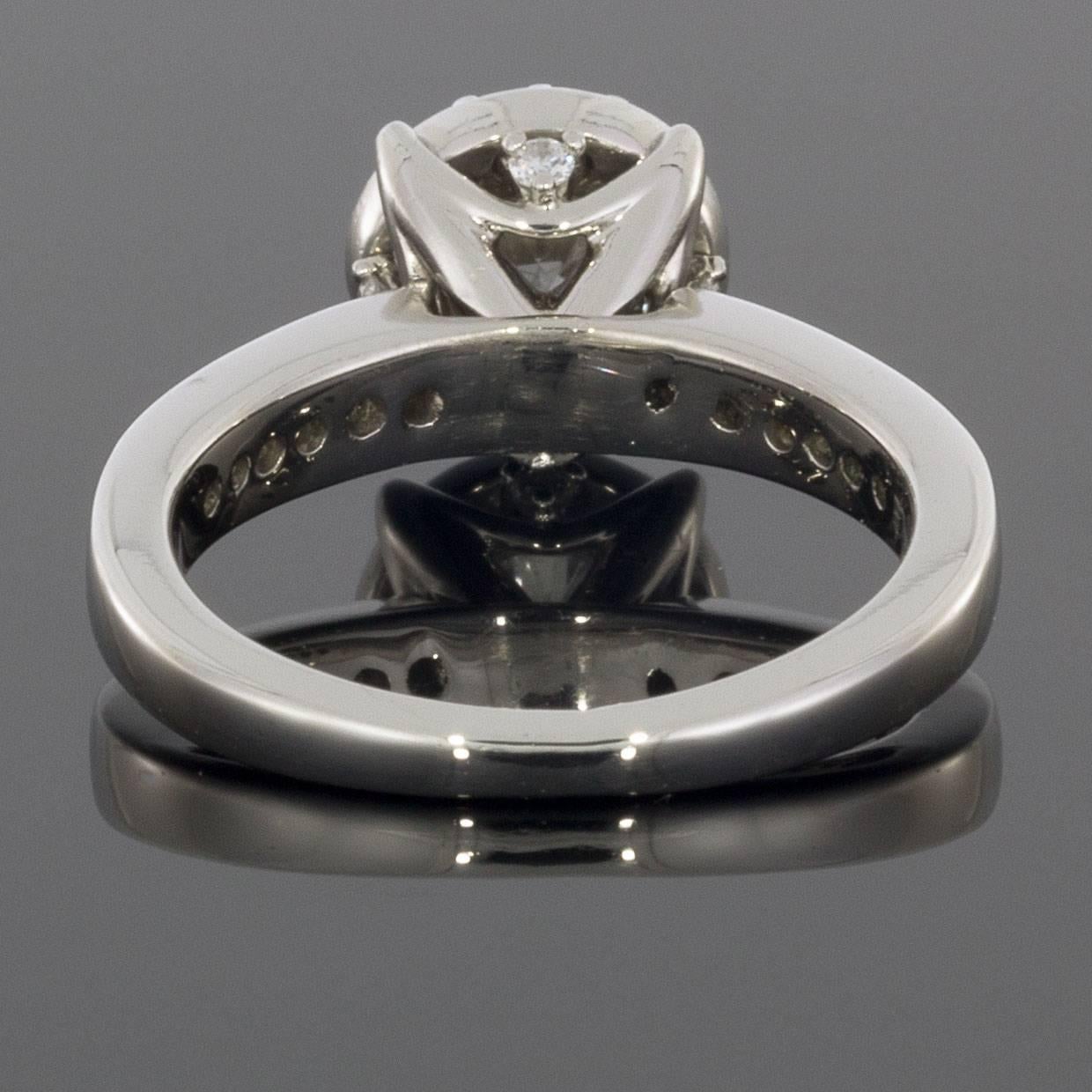 Round Cut 1.00 Carat Diamond Halo Platinum Engagement Ring