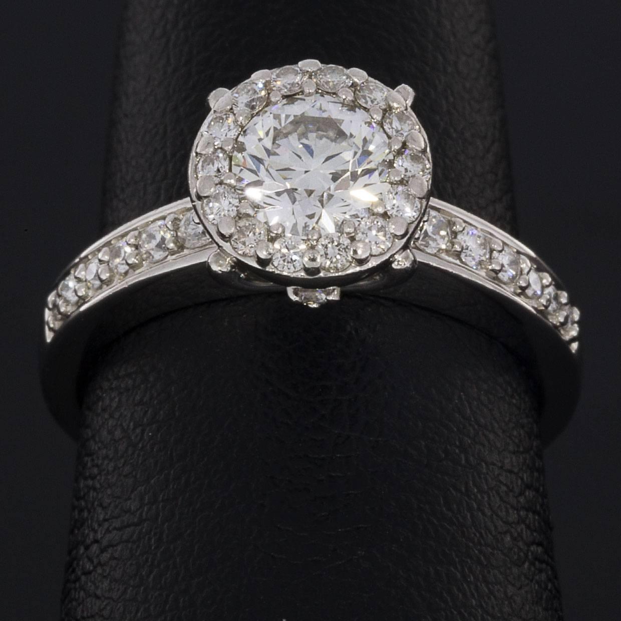 Women's 1.00 Carat Diamond Halo Platinum Engagement Ring