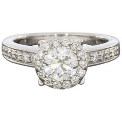 1.00 Carat Diamond Halo Platinum Engagement Ring