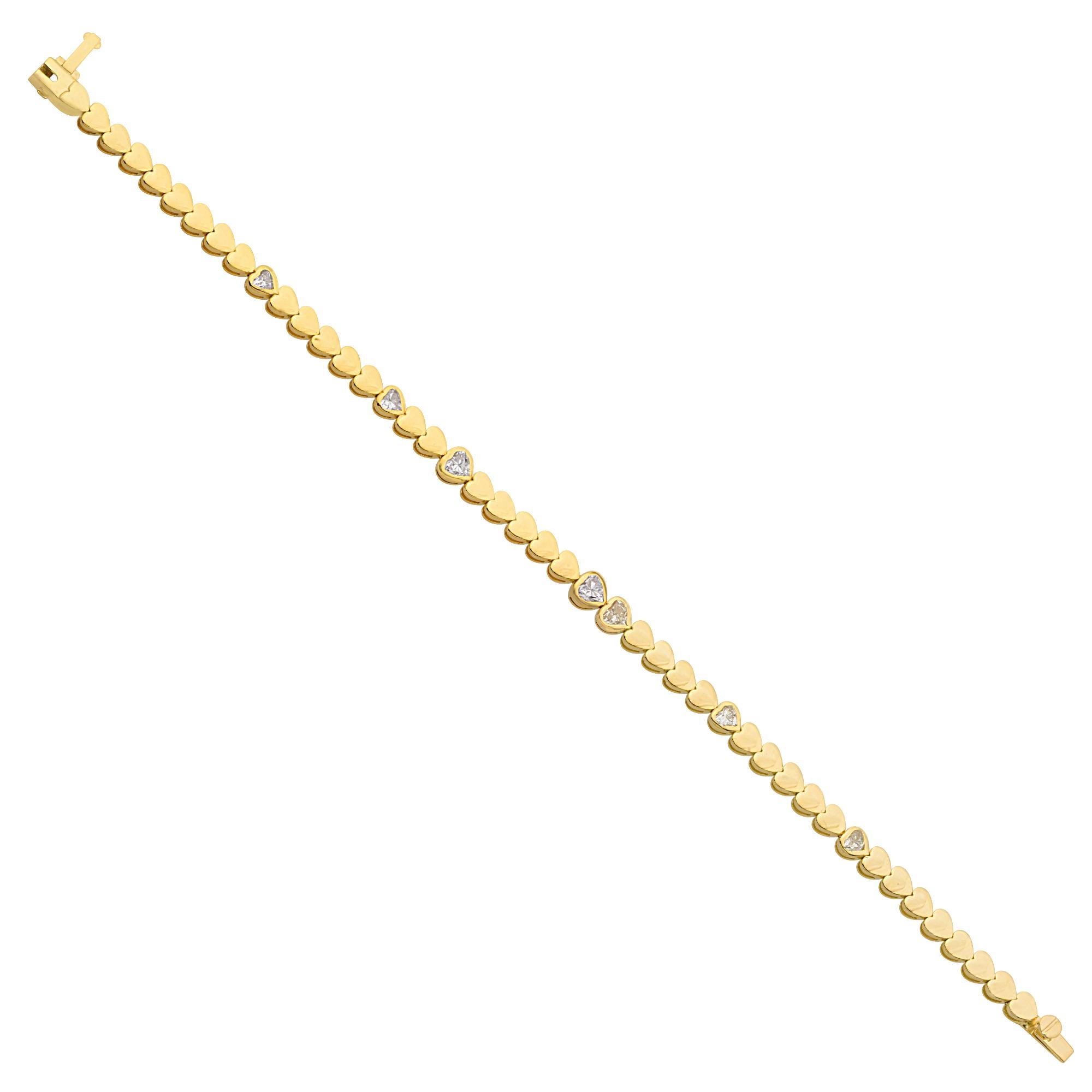 Taille cœur Bracelet à breloques en forme de cœur en or jaune massif 14 carats avec diamants de 1,00 carat en vente
