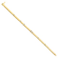 1.00 Carat Diamond Heart Design Charm Bracelet Solid 14k Yellow Gold Jewelry