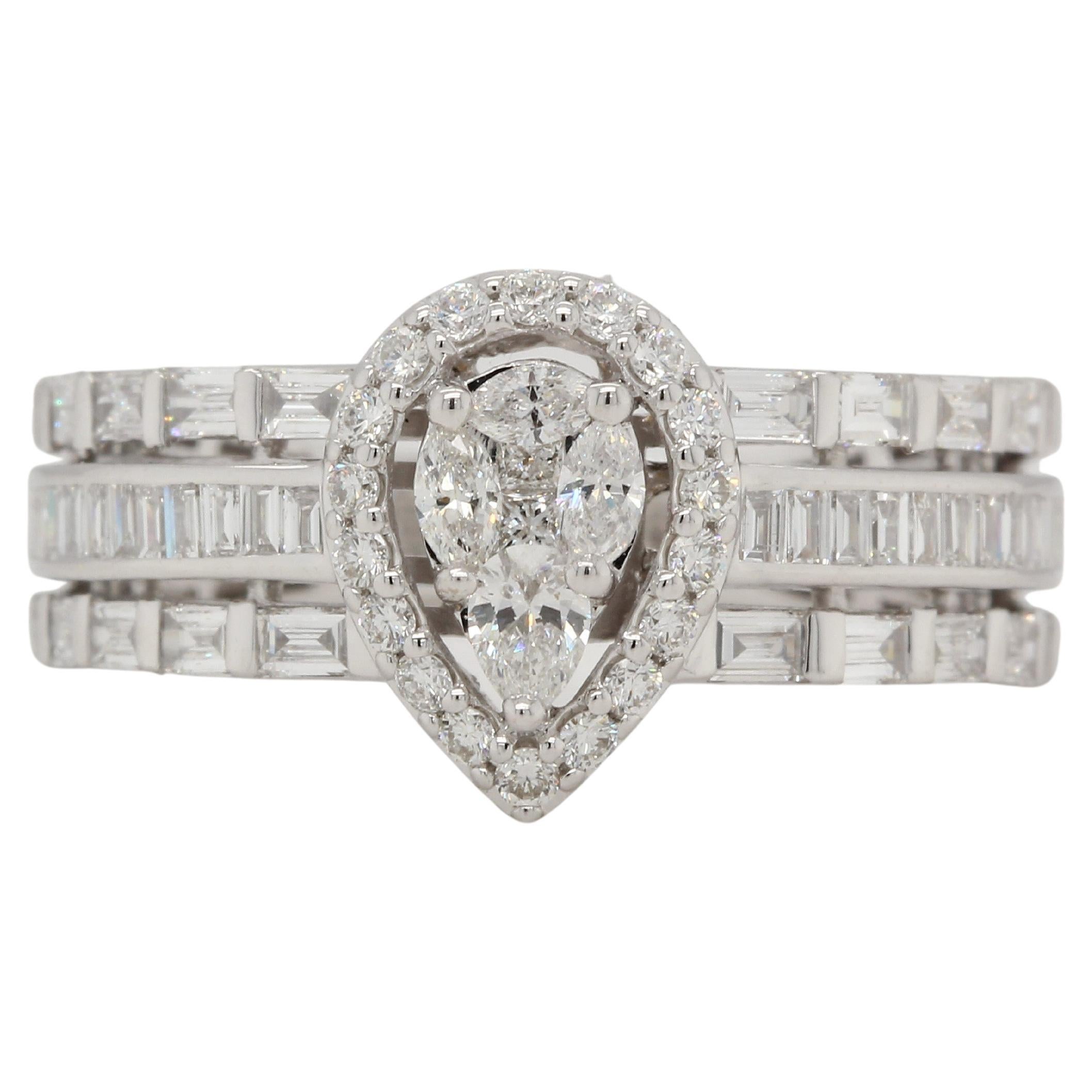 1.00 Carat Diamond Illusion Wedding Ring in 18 Karat Gold For Sale 2