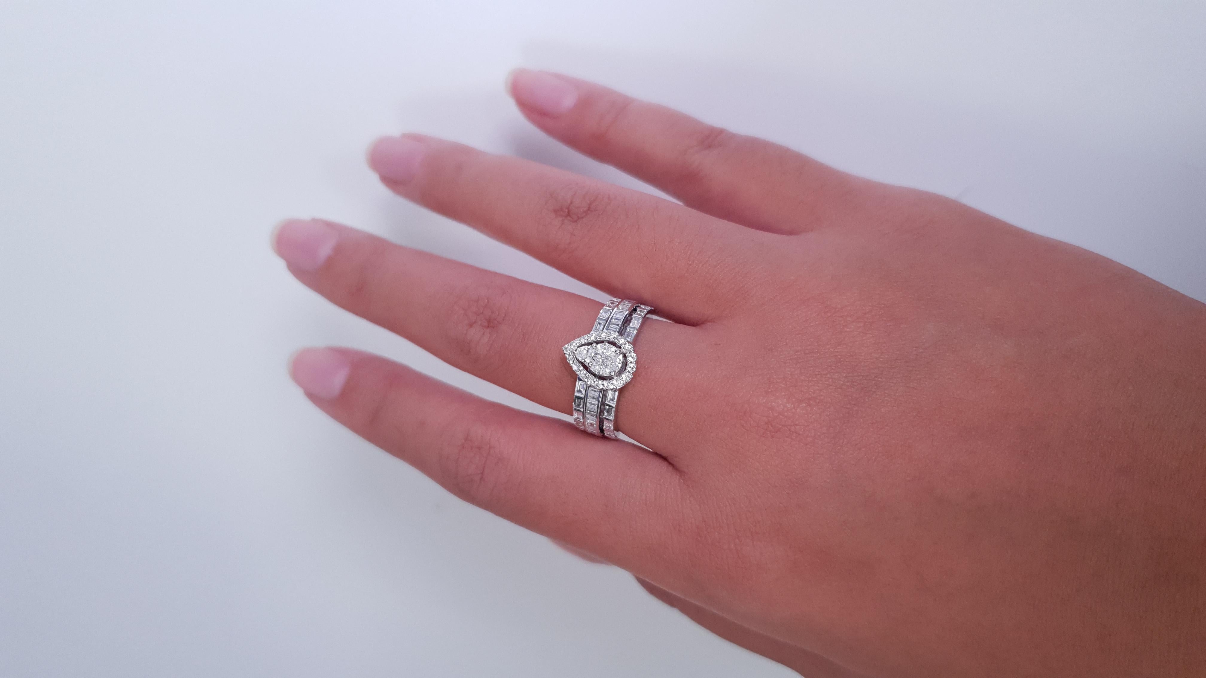 1.00 Carat Diamond Illusion Wedding Ring in 18 Karat Gold For Sale 3