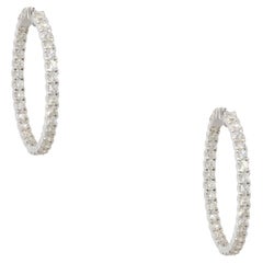 10.0 Carat Diamond Inside-Out Hoop Earrings 14 Karat In Stock
