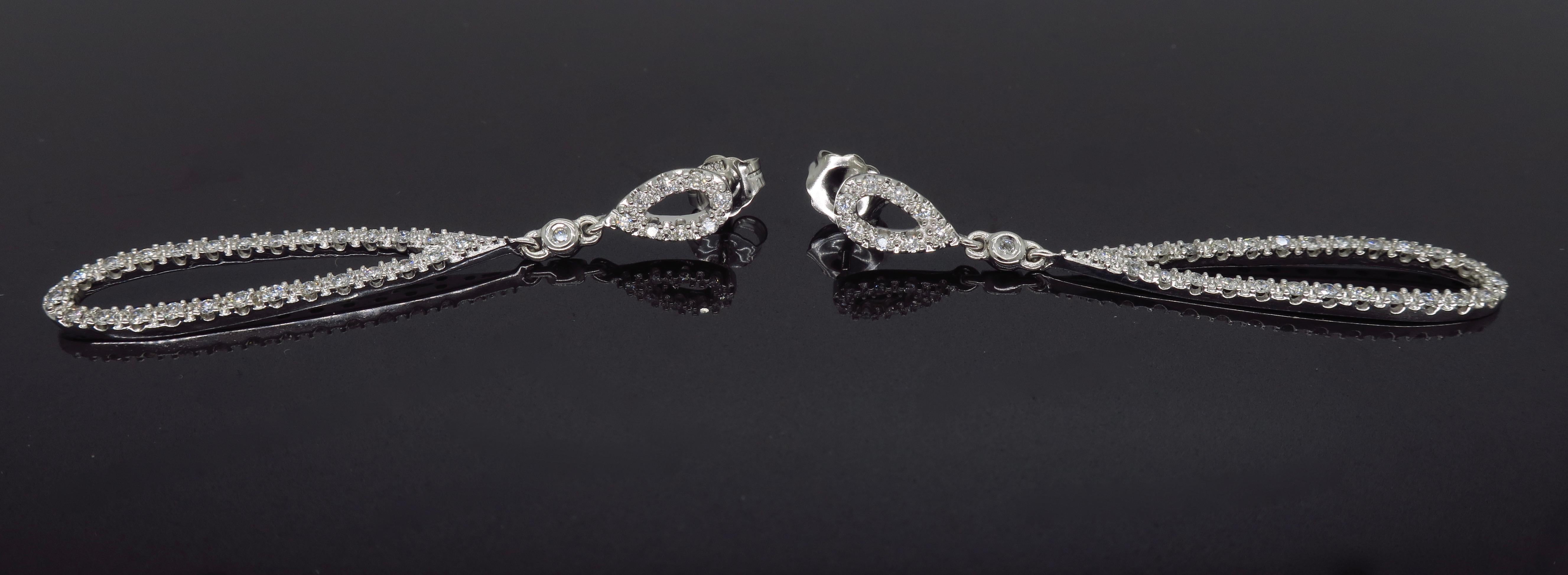 Women's or Men's 1.00 Carat Diamond Oval Chandelier Dangle Earrings