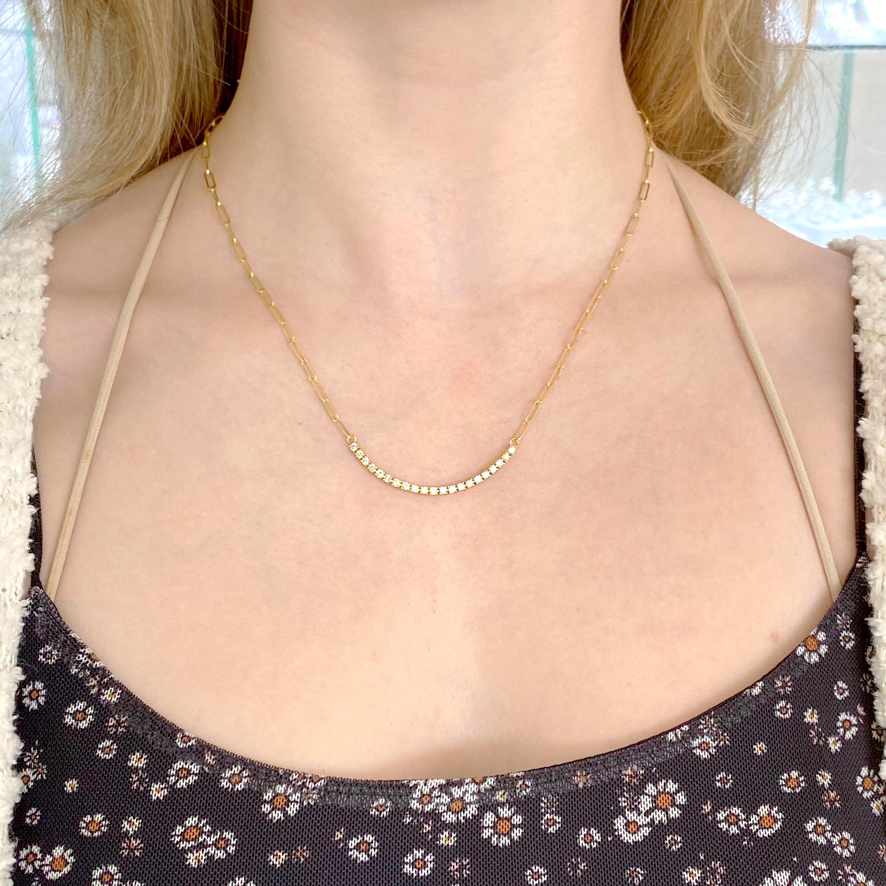 paper clip diamond necklace