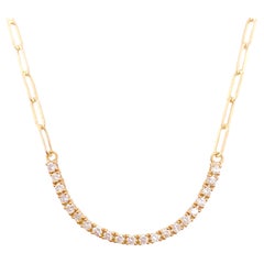 1.00 Carat Diamond Paperclip Necklace 1.00 Ct Diamond Bar in 14K Yellow Gold