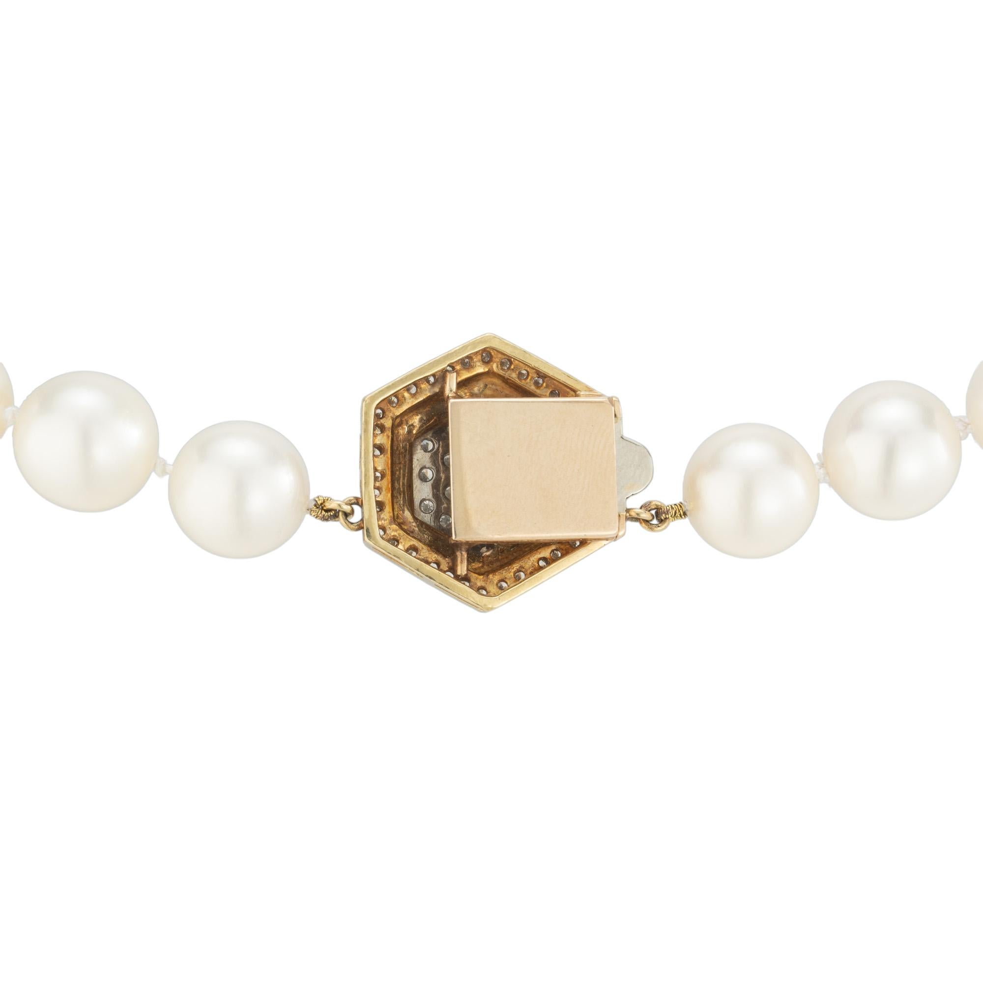 Collana in oro giallo con perle e diamanti da 1,00 carati In condizioni ottime in vendita a Stamford, CT