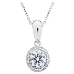 Retro 1.00 Carat Diamond Pendant in 18 Karat White Gold