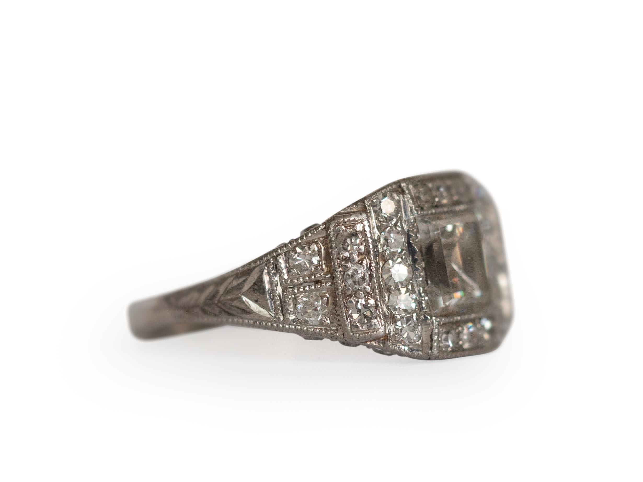 Art Deco 1.00 Carat Diamond Platinum Engagement Ring For Sale